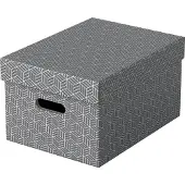 Esselte Home Duurzame Middelgrote Opbergdoos met Deksel - Set van 3 Stuks - 100% Gerecycled Karton en 100% Recyclebaar - Grijs