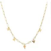 Go Dutch Label Ketting Schakel Driehoek Stenen Wit Goud N1345-2