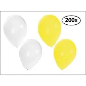 Partyxplosion Ballonnen helium 200x geel en wit