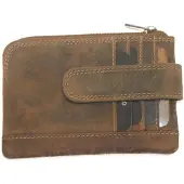Oi Hunter bruin lederen Sleutelbeursje met extra pasjesvakjes / sleuteletui met ruimte voor creditcards / soepel beursje met pasjesvakjes aan de buitenkant / RFID SAFE / bruin leer / 280H