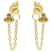 Karma oorbel Chain Triple Dots Zilver Goldplated-M1823