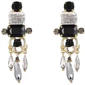Go Dutch Label Oorknoppen statement hart stenen lang Black E2045-1