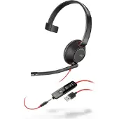 Poly Blackwire 5210 Headset Bedraad Hoofdband Oproepen/muziek USB Type-A Zwart Rood 207577-03