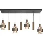 Highlight 7 Lichts Hanglamp Marrone Zwart Met Koper Brons