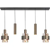 Highlight 5 Lichts Hanglamp Marrone Zwart Met Koper Brons