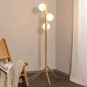 TK Lighting Vloerlamp Estera, hout licht, Woon-/ Eetkamer, Hout, vloerlamp hout