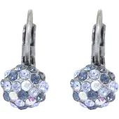 Behave – Dames oorhangers – Blauwe kristallen – 0,9 cm – Mat vintage zilver