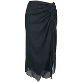 Banned Midirok - Umbra Mesh Ruched Skirt - XS tot 4XL - voor Vrouwen - zwart - Maat 4XL