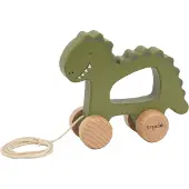 Trixie Baby Houten Trekspeeltje - Mr. Dino - Voor de eerste stapjes - Babyspeelgoed - Voor Jongens & Meisjes - Dinosaurus