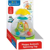 Clementoni Baby Draaitol - Babyspeelgoed - Tol Speelgoed met Stuiterende Gekleurde Balletjes - Sensorisch Speelgoed - Happy Animals - vanaf 9 maanden