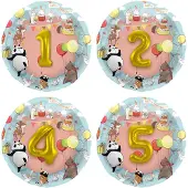 Folat 3d folieballon dieren met leeftijd, 1-5 jr.