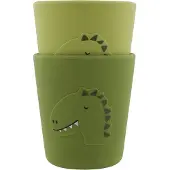 Trixie Silicone cup 2-pack - Mr. Dino - Twee drinkbekers voor Kinderen - In voedselveilig silicone - Groen