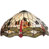 LumiLamp Lampenkap tiffany Ø 31x17 cm rood glas libelle glazen lampenkap