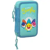 Big Buy Cooking Dubbele etui Baby Shark Surfing Blauw Wit 12.5 x 19.5 x 4 cm (28 Onderdelen)
