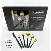 Almina Isabella Bestekset – 36-delig – 6 Personen – Edelstaal – Zwart/Goud