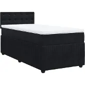 vidaXL Boxspring met matras fluweel zwart 90x200 cm