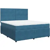 vidaXL Boxspring met matras fluweel donkerblauw 180x200 cm