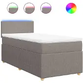 vidaXL Boxspringbed met matras, taupekleurig, 90x200 cm, met stoffen bekleding