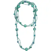 Behave – Zomerse damesketting – Groen blauwe glaskralen – 116 cm lang