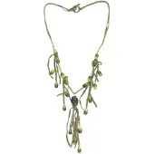 Behave – Handgemaakte Y-ketting dames – Boho natuurstijl olijfgroen