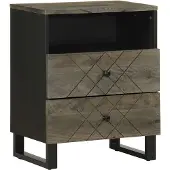 vidaXL Nachtkastje 50x33x62 cm massief mangohout zwart