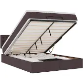 vidaXL Ottoman bed met matras 140x200cm stof donkerbruin