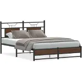 vidaXL Bedframe zonder matras bewerkt hout bruin eikenkleur 137x190 cm