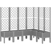 vidaXL Plantenbak met latwerk 160x120x142 cm polypropeen lichtgrijs