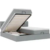 vidaXL Ottoman bed met matrassen 160x200cm stof lichtgrijs