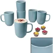 Ritzenhoff & Breker Set van 6 Jasper grijsblauw aardewerk koffiemokken - 414110