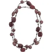 Behave – Boho damesketting – Bruine houten kralen & velours – 100 cm