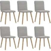 vidaXL Eetkamerstoelen 6 st stof wolk grijs