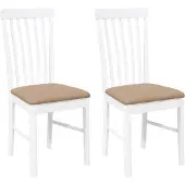 vidaXL Eetkamerstoelen met kussens 2 st massief hout rubber wit