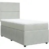 vidaXL Boxspring met matras fluweel lichtgrijs 90x190 cm