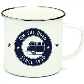 Vw-collect VW Collection - Volkswagen grote emaille koffie-thee-cappuccino-mok-Haferl mok voor Camping & Outdoor T1 Bulli Bus- motief (500 ml T1 Bulli Bus- motief/ kleurrijk)