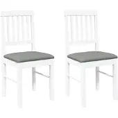 vidaXL Eetkamerstoelen met kussens 2 st massief hout rubber wit