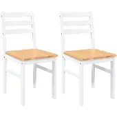vidaXL Eetkamerstoelen 2 st massief hout rubber wit