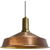 Bamyum Hanglamp Eettafel Hout Ø40 cm, Industriële Hanglamp, Koperkleur Metalen