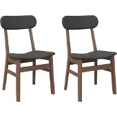 vidaXL Eetkamerstoelen met kussens 2 st massief hout rubber bruin