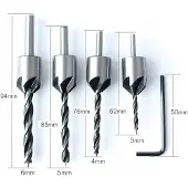 Rosfix Set van 4 verzinkboren. 3-6 mm + sleutel