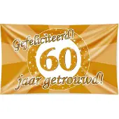 Paper Dreams XXL Gevel Vlag - 60 Jaar Getrouwd Goud goud Polyester Vlag