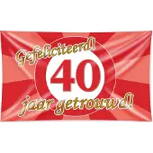 Paper Dreams XXL Gevel Vlag - 40 Jaar Getrouwd Rood rood Polyester Vlag