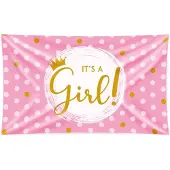 Paper Dreams XXL Vlag - It's A Girl ! Roze roze Polyester Vlag