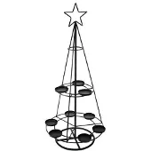 Meander Kerstboom m theelichth zwart metaal Ø26,5x60,5cm