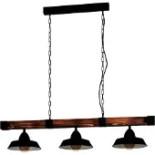 Eglo Landelijke Eetkamerlamp Oldbury 3 Lichts Houtbruin Met Zwart