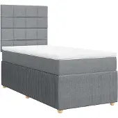vidaXL Boxspring met matras stof lichtgrijs 90x190 cm