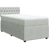 vidaXL Boxspring met matras fluweel lichtgrijs 90x200 cm