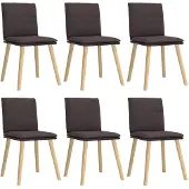 vidaXL Eetkamerstoelen 6 st stof donkerbruin