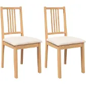 vidaXL Eetkamerstoelen met kussens 2 st massief hout naturel rubber