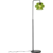 QAZQA Retro vloerlamp zwart met groen glas - Denise